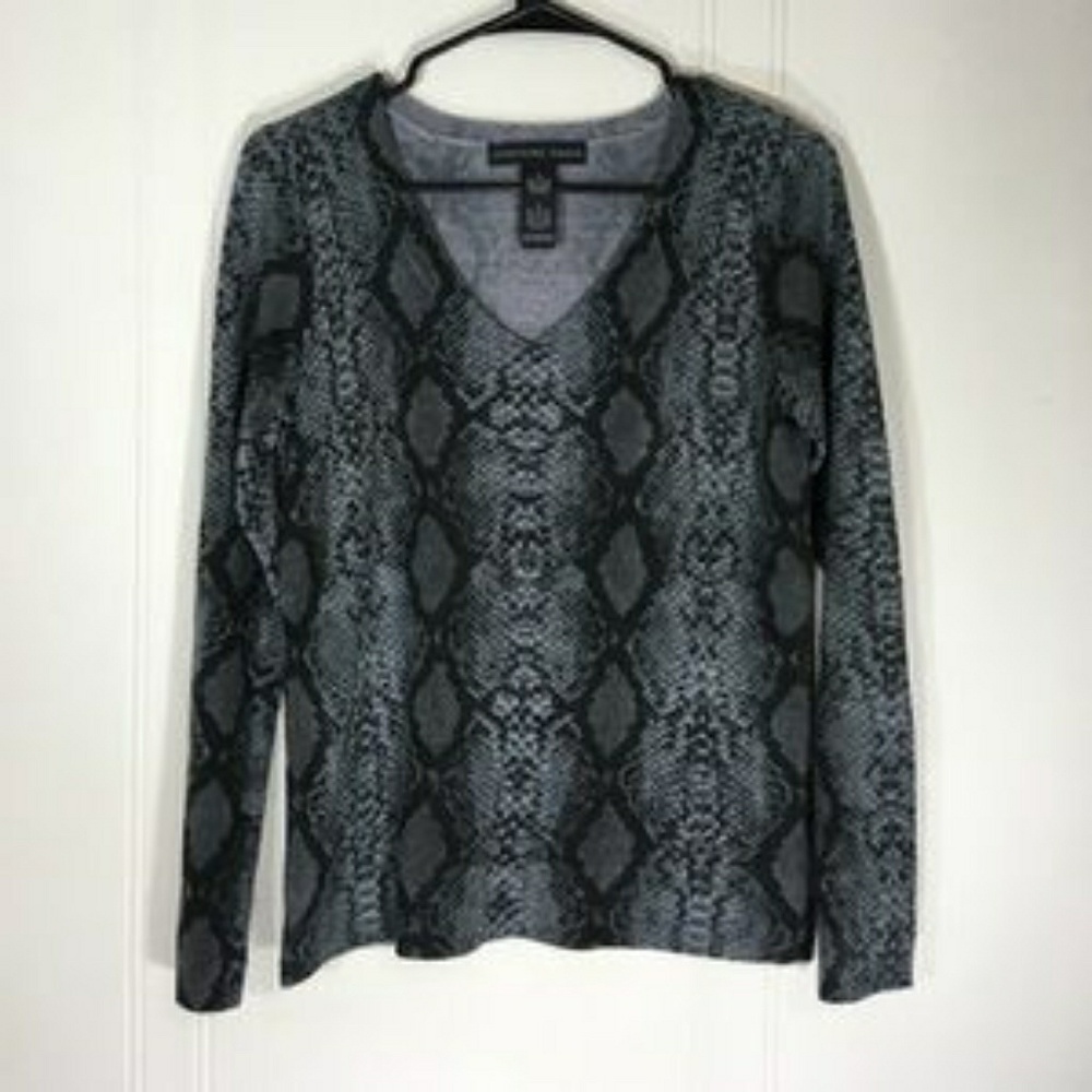 Josephine Small V-neck Faux Snake Print Sweater